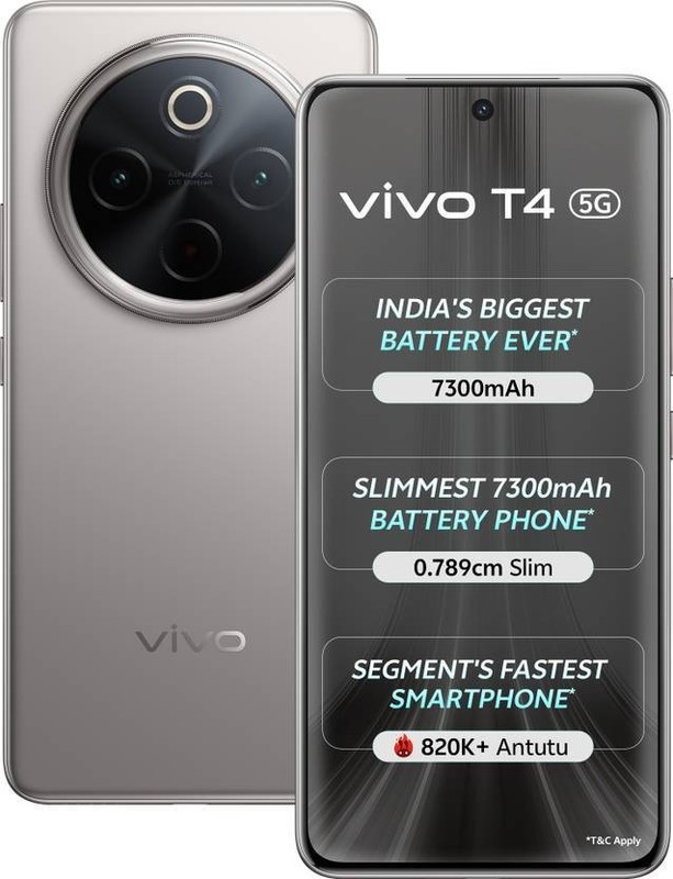 vivo T4 5G (Grey 256GB 8GB) Snapdragon 7s Gen 3 5G Processor Global Version.
