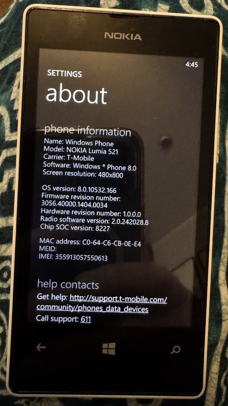 Nokia Lumia 521 – 8GB – White (T-Mobile) Fast Ship Very Good Used RM-917