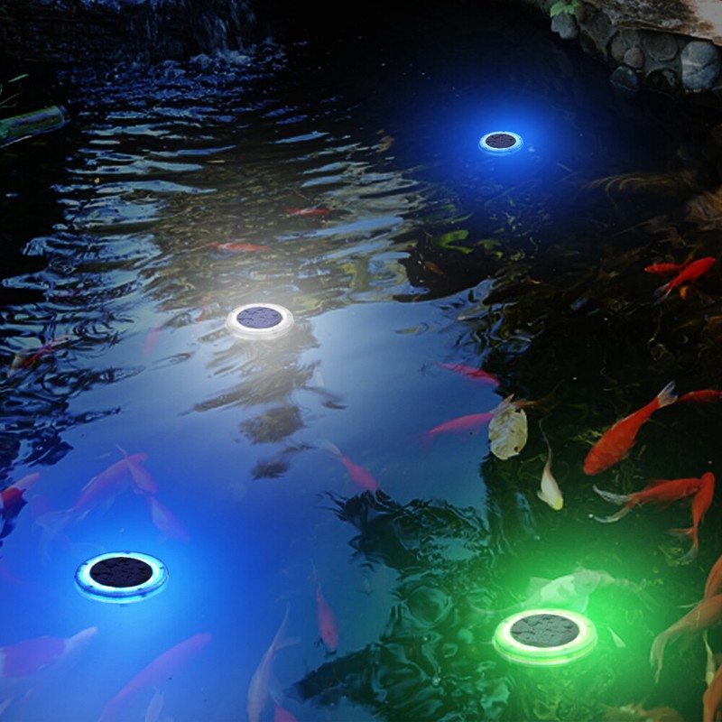 US Outdoor 3 Colors Solar LED Floating Light Garden Pond Pool Lamp Rotating IP68