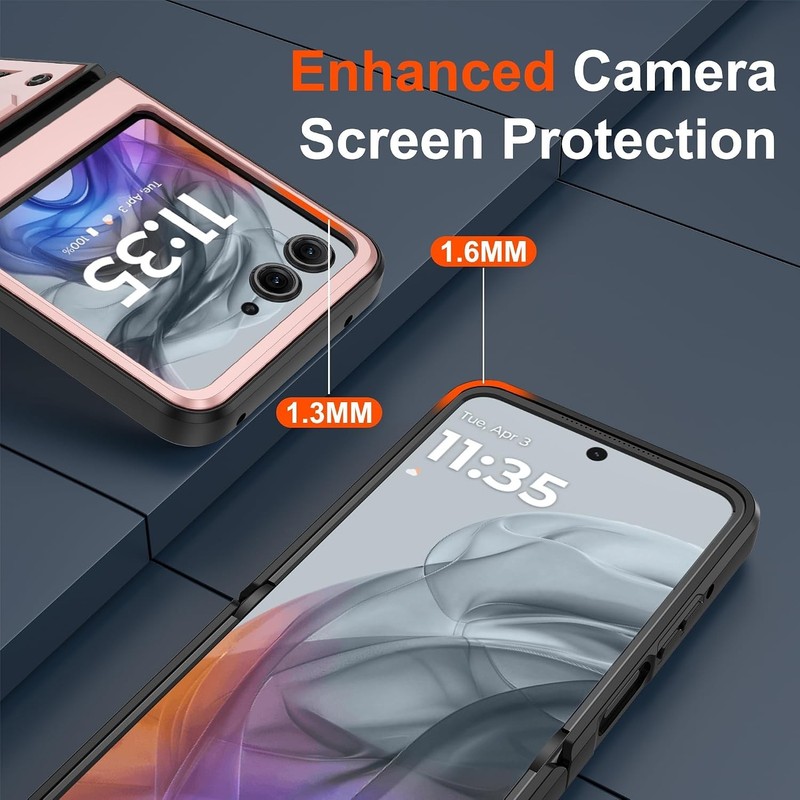 Heavy Duty Shockproof Case for Motorola Razr 2024/Razr 2025 with Kickstand, Rose gallery