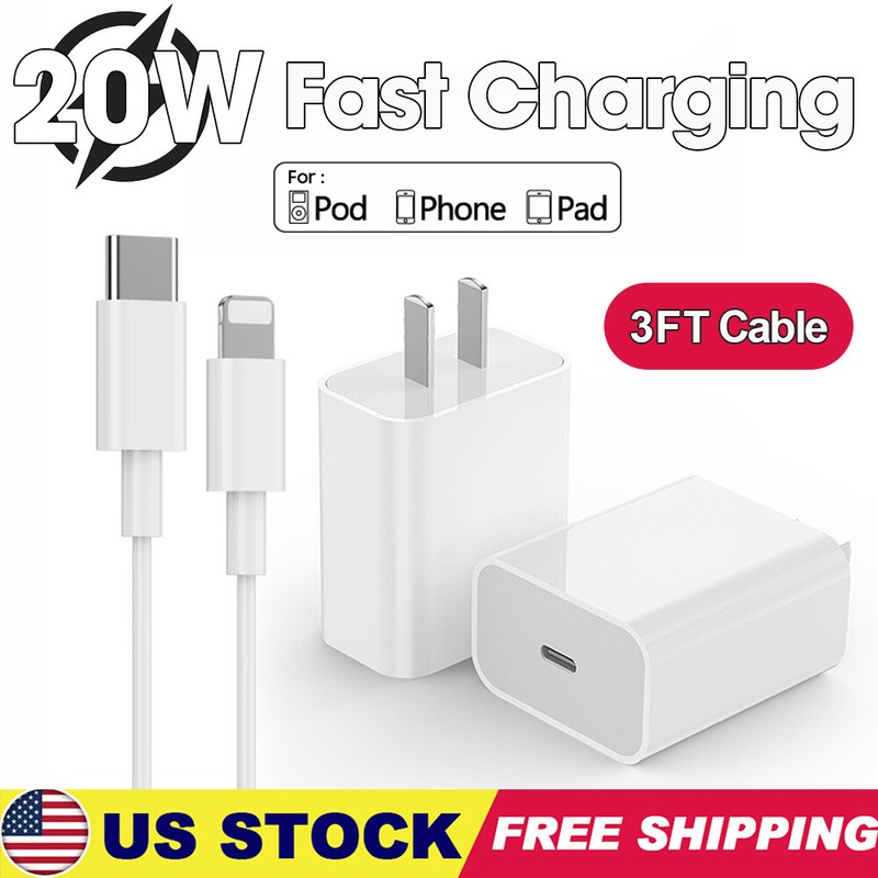 🔥20w Fast Charge Charger+Cable For iPhone 13 12 11 10 8 6 5 XR X for iPad/iPOD gallery