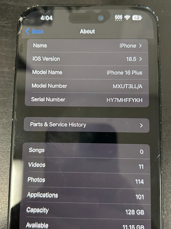 iPhone 16 Plus MXUT3LL/A 128gb T-Mobile Black 92% Battery READ FREE SHIPPING gallery