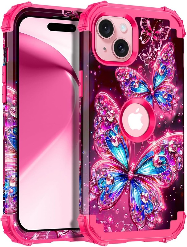 iPhone 15 Plus Case, Glow in The Dark Three Layer Heavy Duty Shockproof Protecti