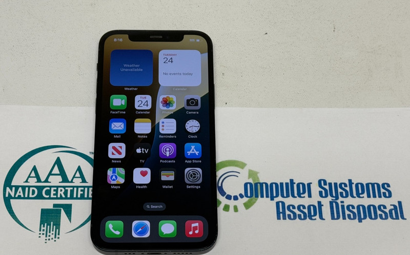 Apple iPhone 12 (A2172 – 64GB – AT&T – Black – iOS 18 – MGEF43LL/A)