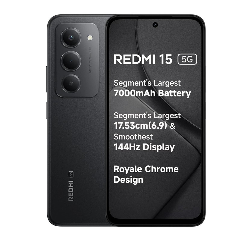 Redmi 15 5G (Black 6GB+128GB) 50MP AI Camera-Global Version. “NO TARIFFS IN USA”