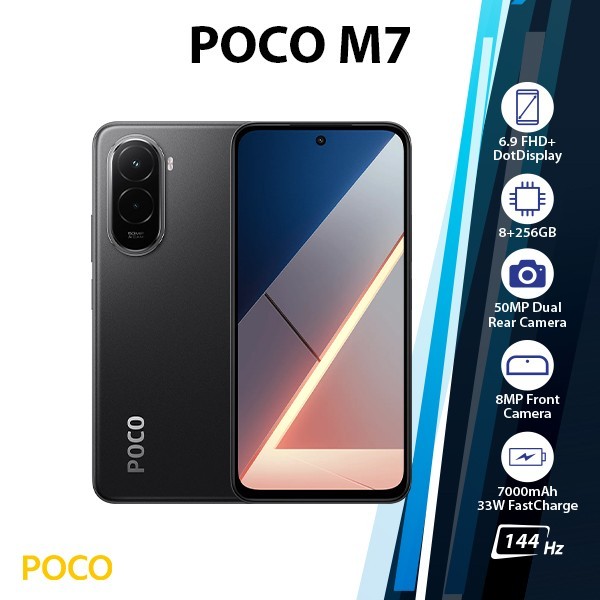 (New) Xiaomi POCO M7 Android Cell Phone (8GB+256GB/BLACK/Dual SIM/Unlocked)