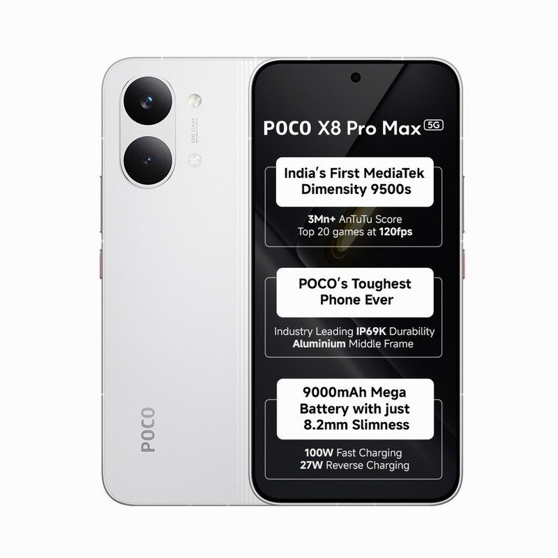 POCO X8 Pro Max White 512GB 12GB RAM Unlocked | Dimensity 9500s | 9000mAh | 50MP