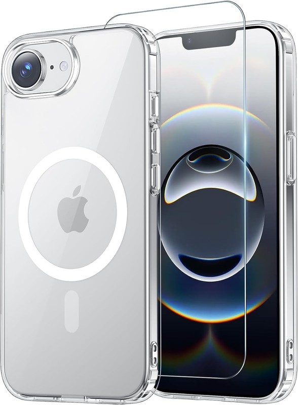 iPhone 17e Case & iPhone 16e Case Clear with Screen Protector, Anti-Yellowing
