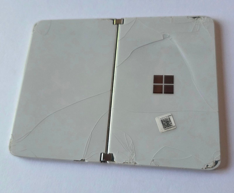 White Microsoft Surface Duo 128GB Android Phone - Works but INNER & OUTER CRACKS gallery