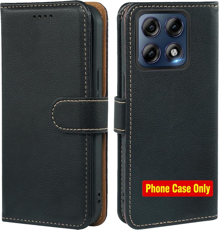 Motorola Moto Edge 70 Pro Phone Case, RFID Blocking PU Leather Wallet, Black