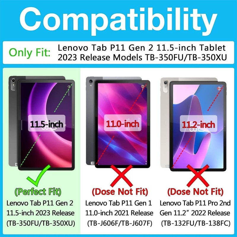 Tablet Case & Screen Protector for Lenovo Tab P11 11.5 Inch 360 Rotating Kicksta gallery