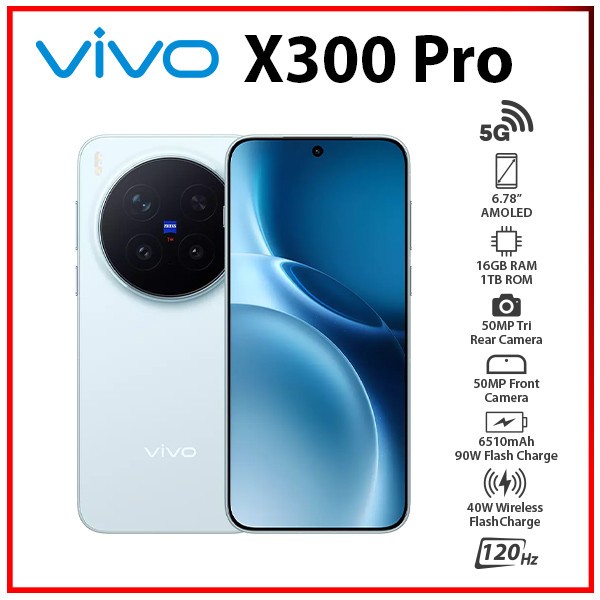 (New) VIVO X300 Pro 5G 16GB+1TB BLUE Dual SIM Unlocked Android Cell Phone