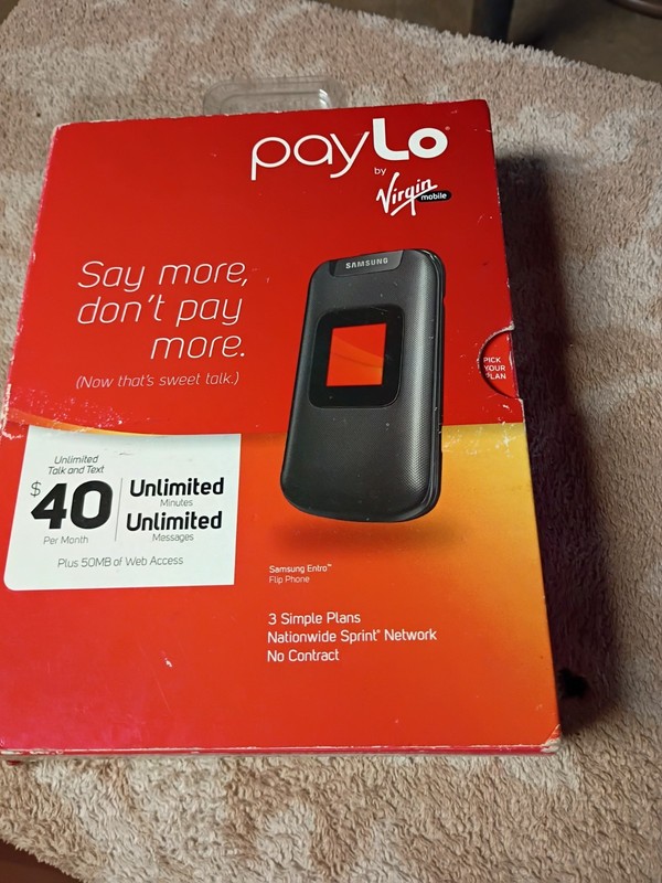 Samsung Entro Flip Phone Paylo Virgin Mobile Color Display Black Speakerphone
