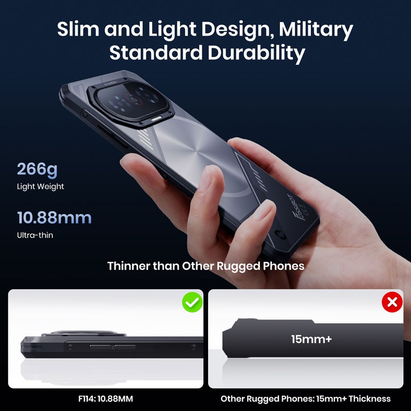 FOSSiBOT F114 4G LTE Rugged Phone Android 15 Outdoors Thin NFC Mobile Unlocked gallery