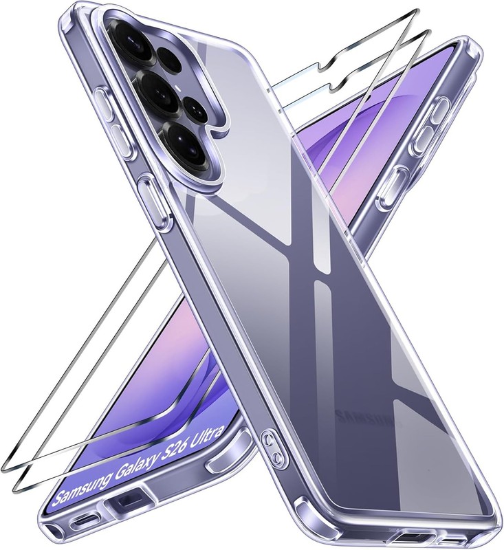 2PCS Case & Tempered Glass Screen Protector for Samsung Galaxy S26 Ultra 6.9 Inc
