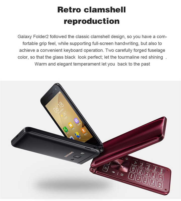 Original Samsung Galaxy Folder 2 G1650 Dual SIM Unlocked 2GB+16GB Red Phone US gallery