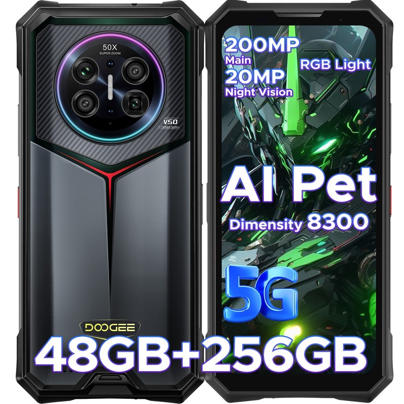 DOOGEE V50 48GB+256GB Rugged Smartphone 11000mAh Android 16 Dual SIM Octa Core
