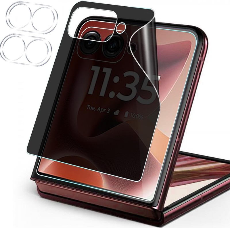 2+2 PCS Privacy Front Screen Protector & Camera Lens Protector for Motorola Razr