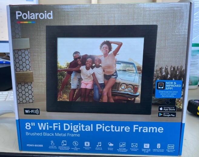 Polaroid 8&Prime; WiFi Digital Brushed Black Metal Photo Frame