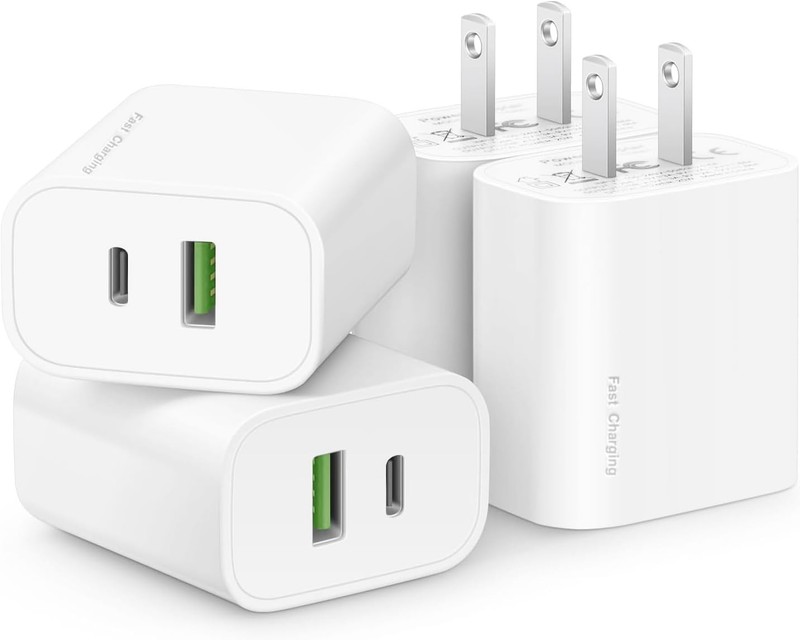 4-Pack 20W USB-C & USB-A Charger Block for iPhone and iPad