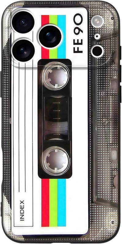 Cute Phone Case for iPhone 17 Pro Max, Retro Cassette Tape Design, Soft Touch TP
