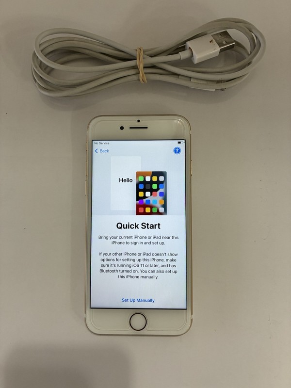 Apple iPhone 7 128 GB Unlocked Power Cord White/Gold Used Good Condition Works