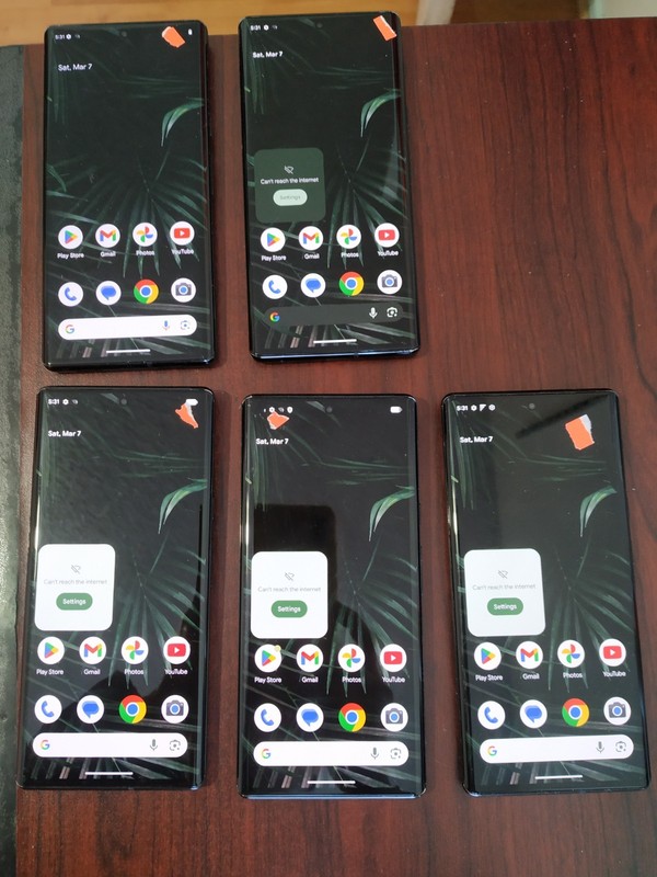 Lot of 5 Google Pixel 6 Pro 128GB For parts