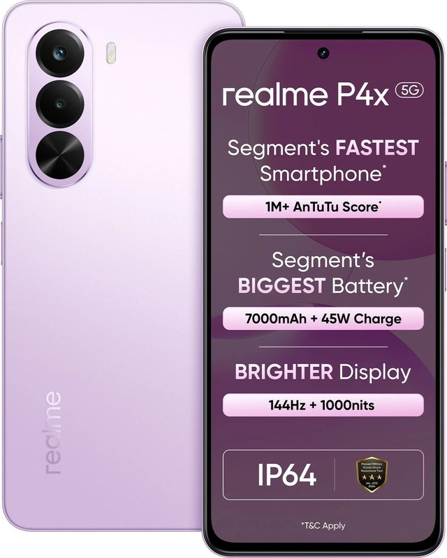 realme P4x 5G Pink 6GB RAM 128GB Factory Unlocked Global Version Smartphone