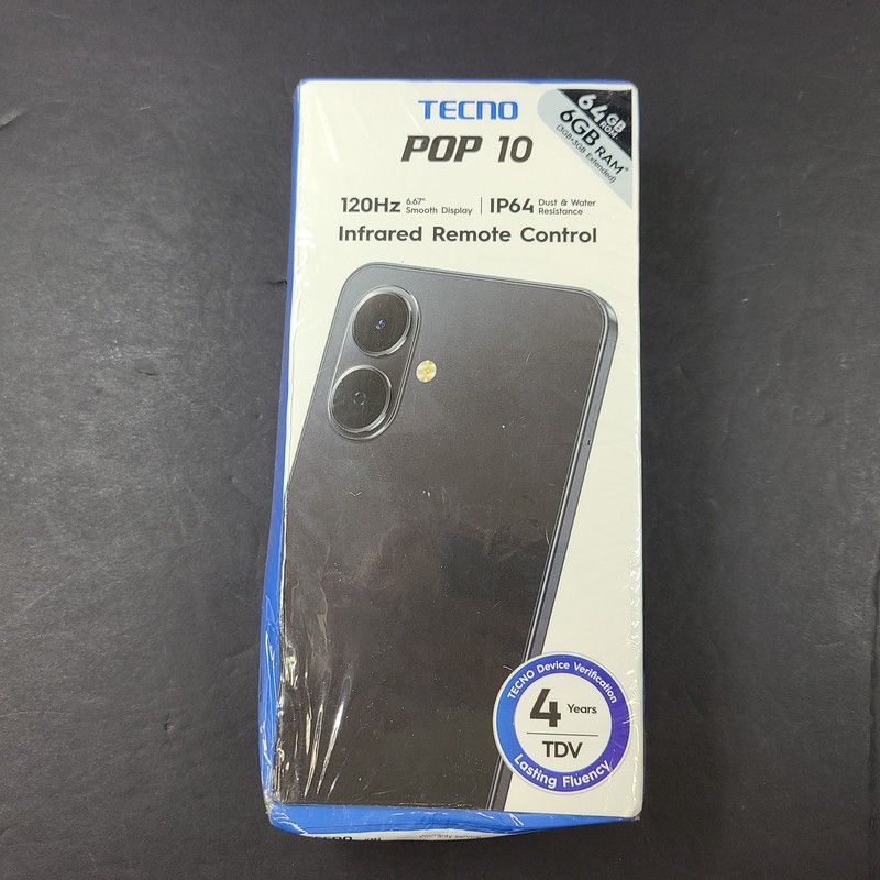 Tecno Pop 10 64GB – 6GB RAM – Veil White NIB – Box Dented
