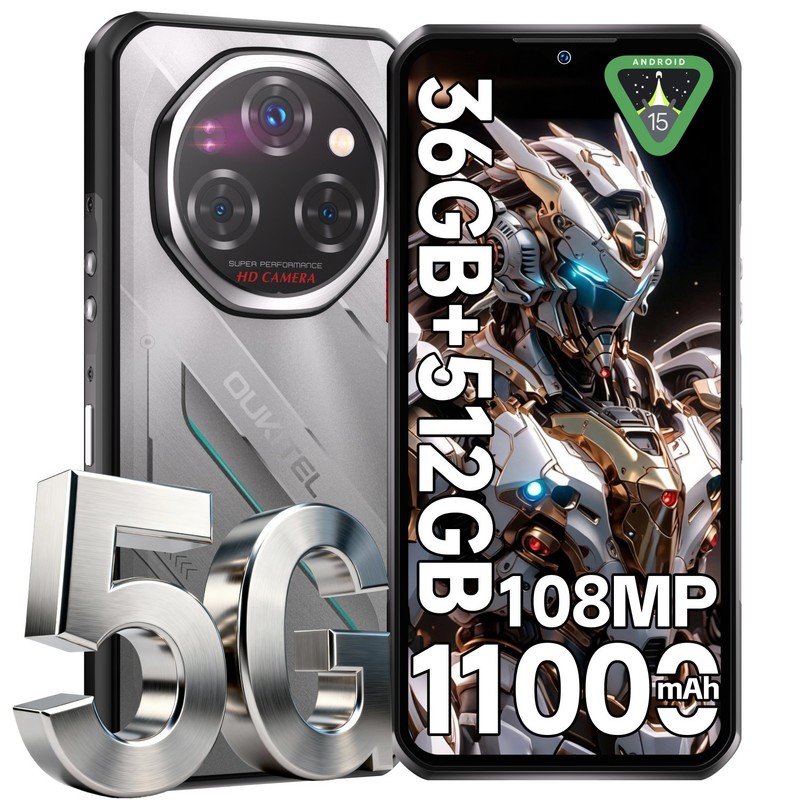 OUKITEL WP62 Rugged Smartphone 5G 36(12+24)GB+512GB/2TB 108MP 11000mAh Silver
