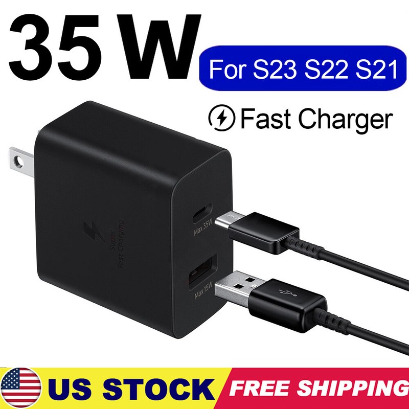 Super 35W PD Power Adapter Duo Wall Charger+Cables For Samsung S24-S20 NOTE 20 gallery