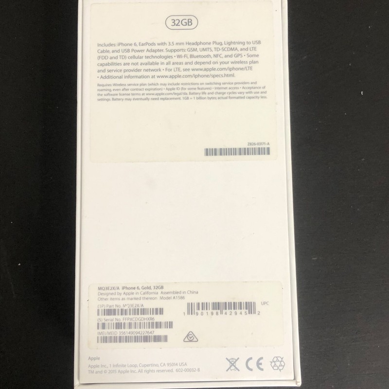 iPhone 6 In Box Mobile Phone Rose Gold 32GB Not Working MQ3E2X/A Parts gallery