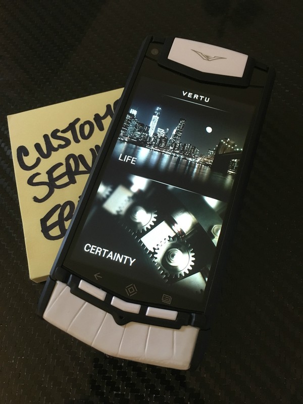 VERTU Android Ti Black PVD Exotic White Alligator leather Global Luxury Phone