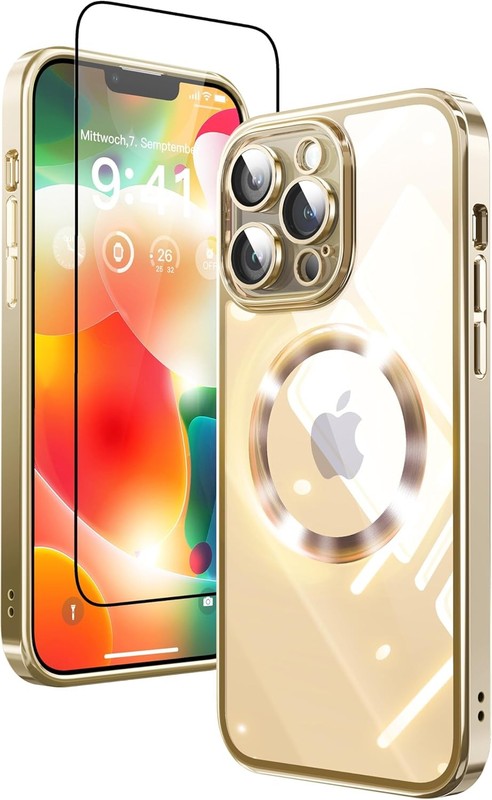 2 in 1 for iPhone 14 Case Crystal Clear, Not Yellowing, with Screen Protector +