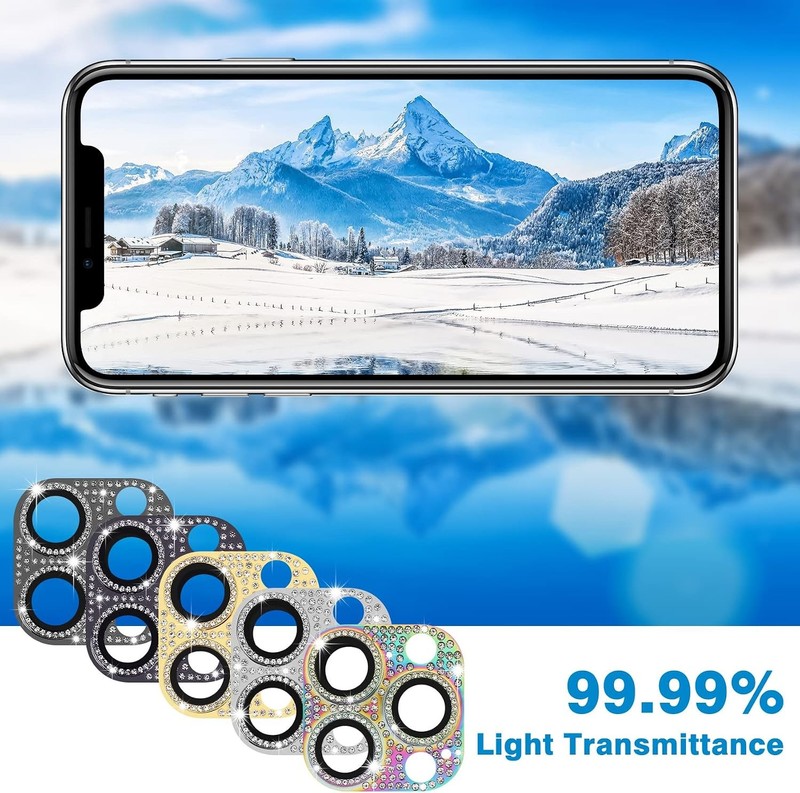 9H Tempered Glass Camera Lens Protector for iPhone 14 Pro/Max - Bling 3D Rhinest gallery