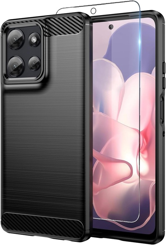 Flexible TPU Rubber Case with Screen Protector for Moto G Power 2025/2026 – Blac