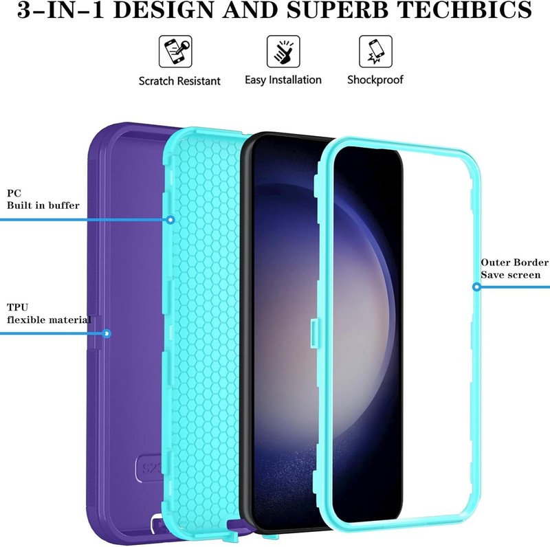 Heavy Duty Shockproof Phone Case for Samsung Galaxy S23 FE with HD Screen Protec gallery