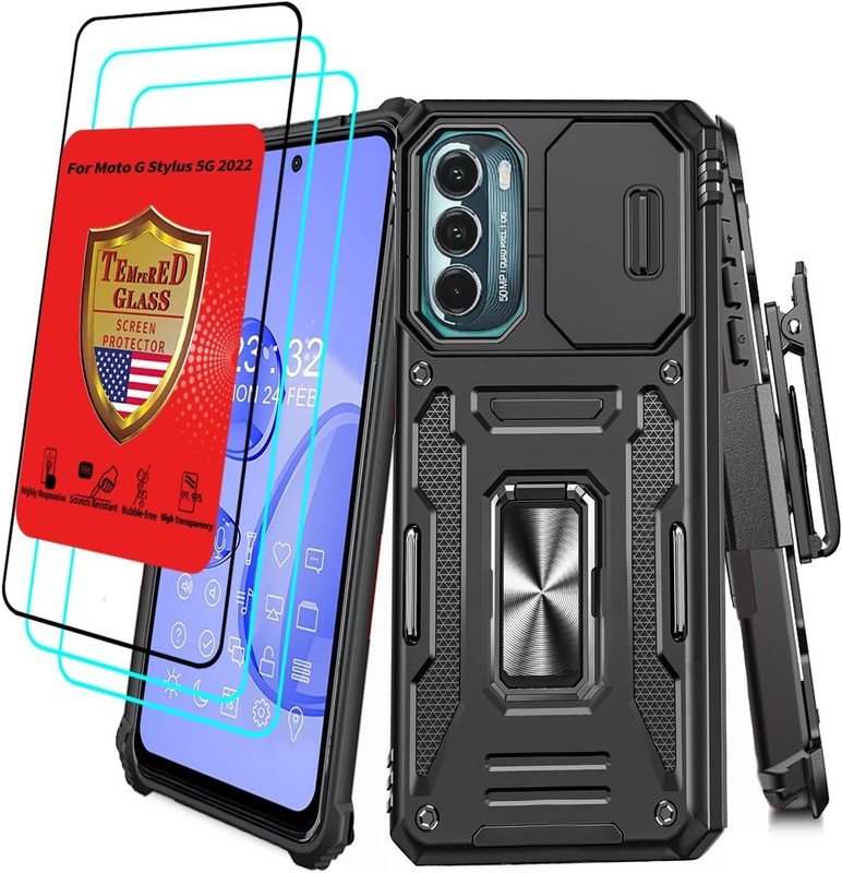 Motorola Moto G Stylus 5G 2022 Case with Screen Protector, Belt Clip, Heavy Duty
