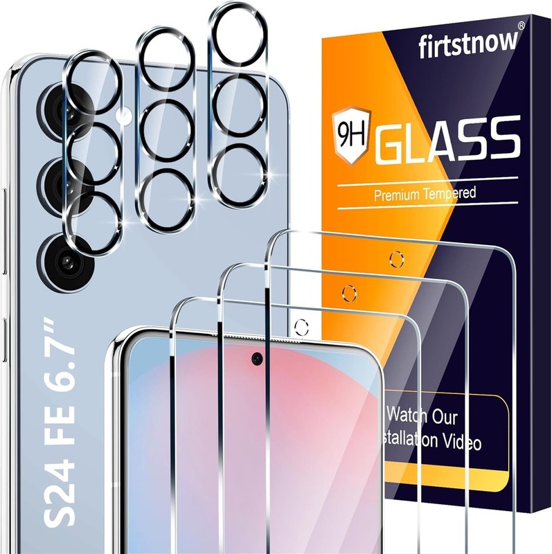 6in1 Tempered Glass Galaxy S24 FE for Screen and Camera Lens Protector 9H
