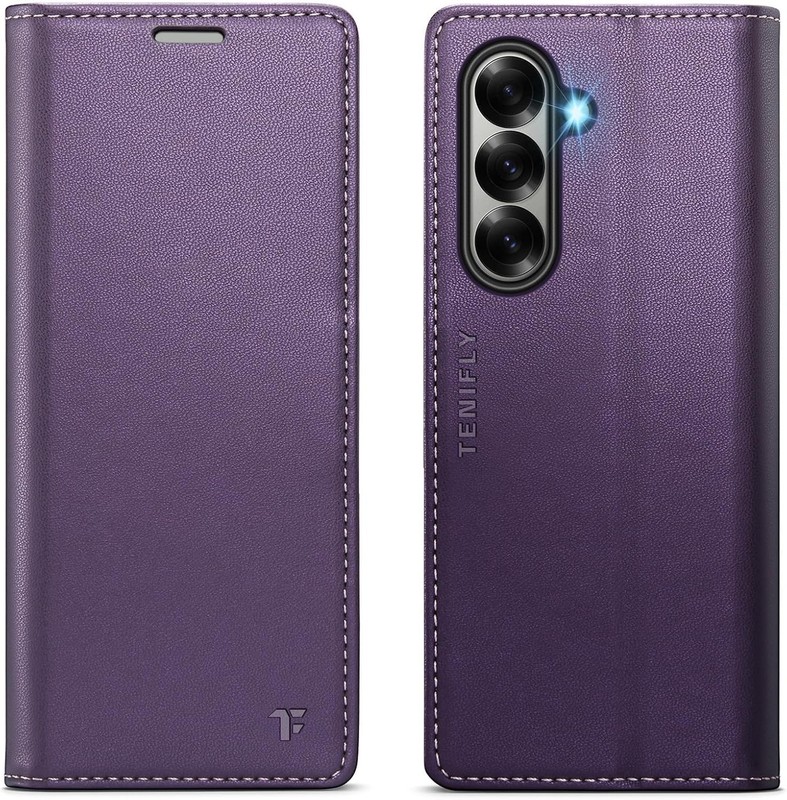 Purple Wallet Case for Samsung Galaxy Z Fold 7, RFID Blocking Card Holder, Kicks
