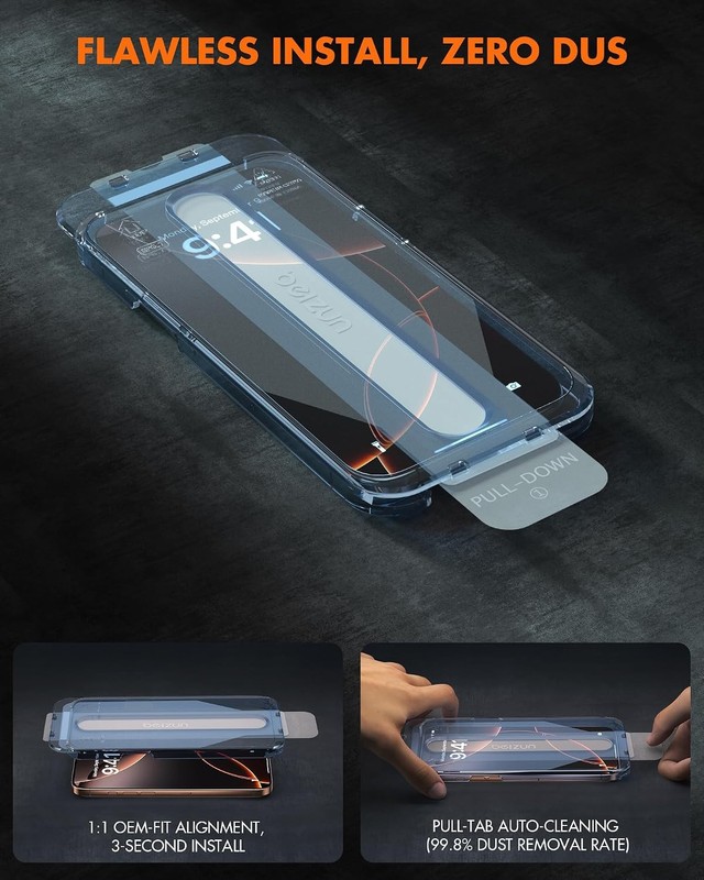 3PCS Screen Protector for iPhone 16 Pro 9H Military Tempered Glass Case Friendly gallery