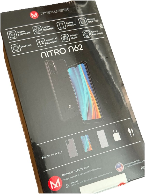 SEALED. Maxwest Nitro N62 LIGHT BLUE. 32GB (Unlocked) Dual SIM Android 12 MOBILE gallery