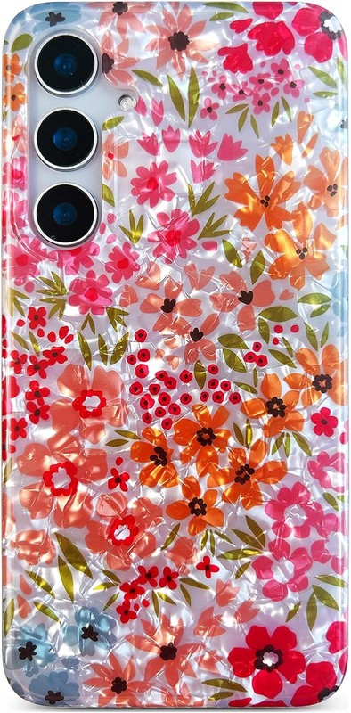 Galaxy S24 Plus Case – Sparkle Bling Floral Design Scratch-Resistant Clear Shell