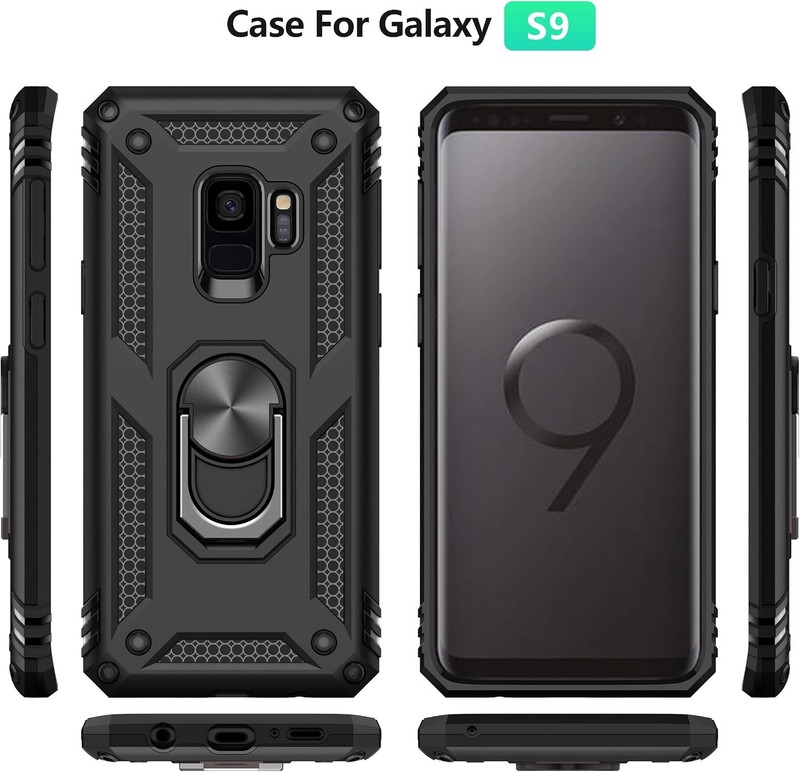 Shockproof Cover Case for Samsung Galaxy S9, Black, with HD Screen Protectors & gallery