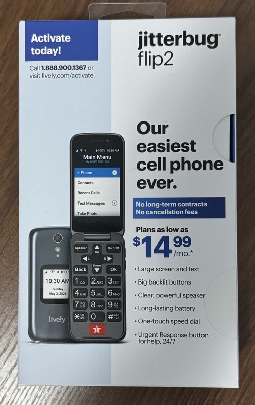 NEW Lively Jitterbug Flip2 Cellphone for Seniors Mobile Phone Black