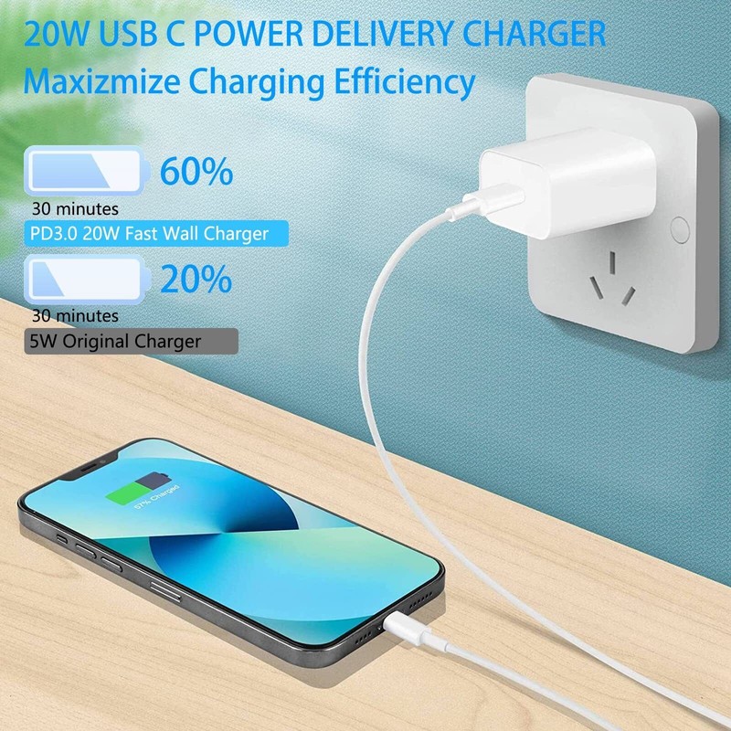 20W USB-C Fast Charger PD Adapter+Cable For iPhone 6 8 11/12/13/14 XR X Pro iPad gallery