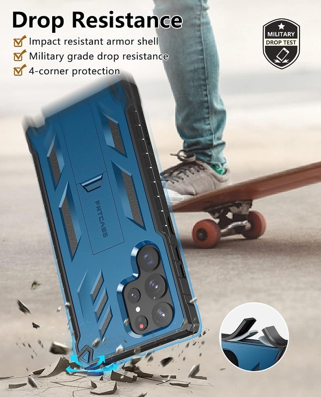 Military Grade Drop Proof Case & Kickstand for Samsung Galaxy S23-Ultra Blue gallery