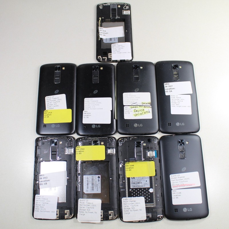 Gold Silver Scrap Recovery Lot of 9 LG L62VL L52VL (TracFone) Smartphone 16GB