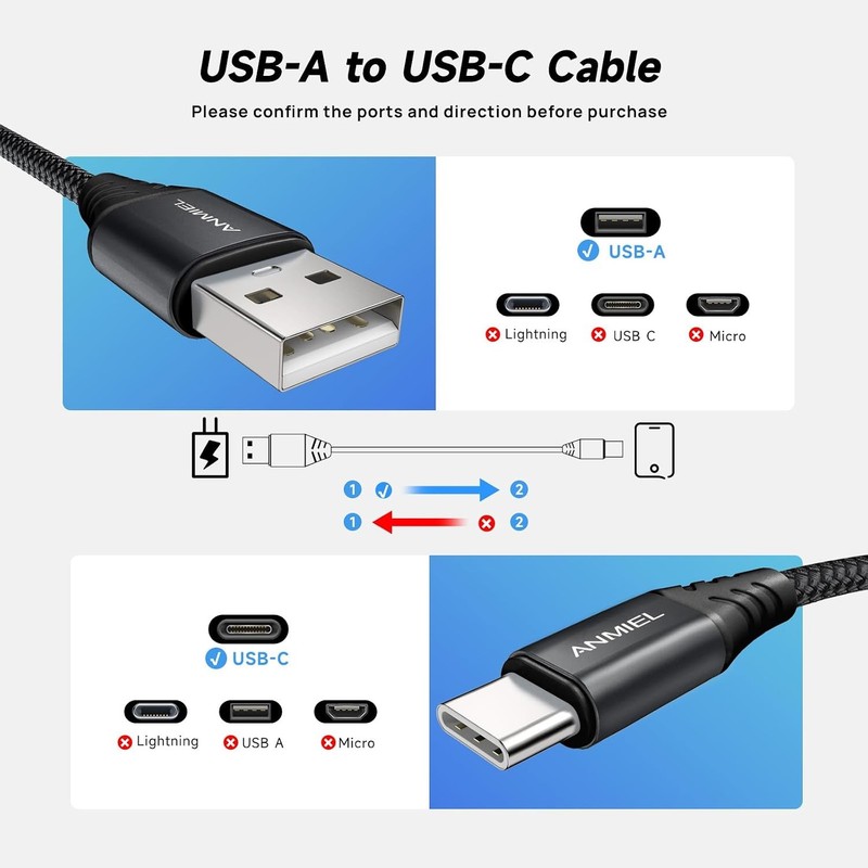 4-Pack 10ft USB 3A Fast Charge Type-C Cable for Samsung Galaxy S10, A50 gallery