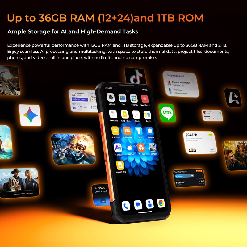 Unlocked 5G OUKITEL WP500 Rugged Phone Android 16 Mobile Waterproof 1TB 10000mAh gallery